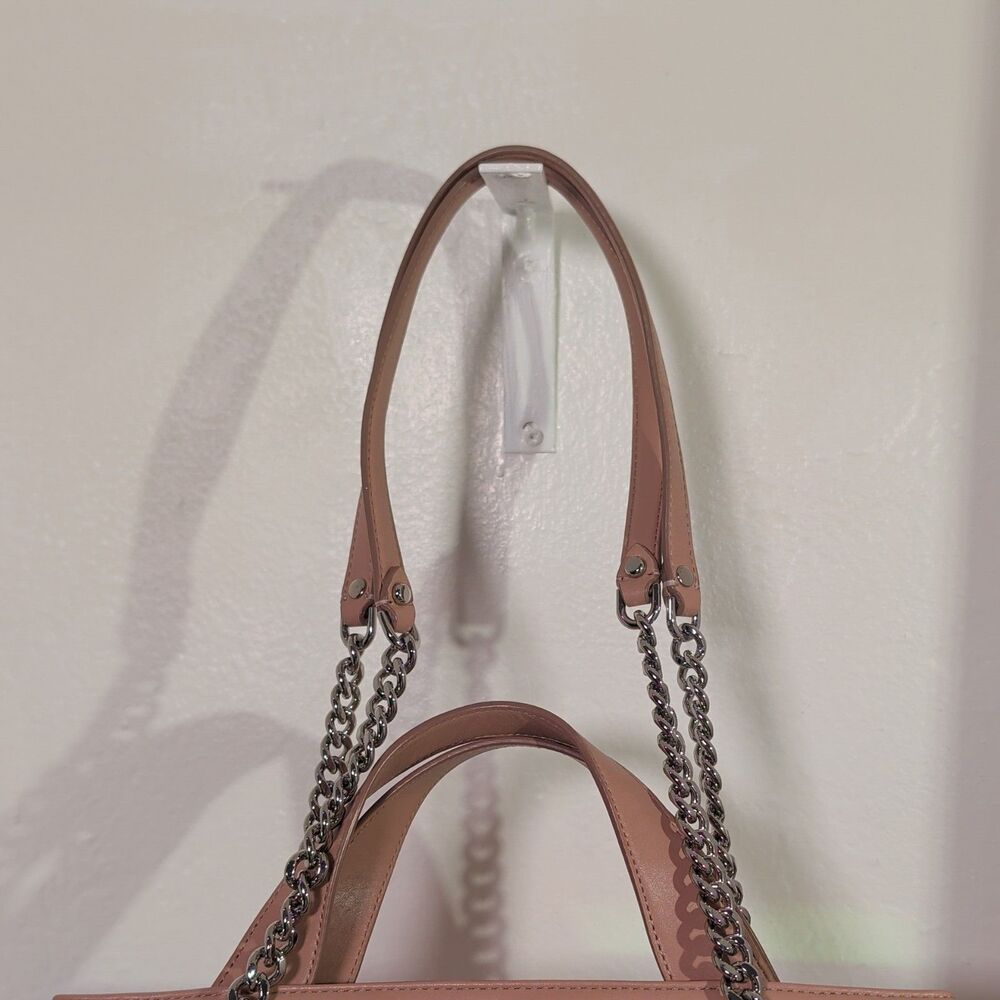 Rebecca Minkoff Brown Quilted Satchel Top Handle Bag Silver Hardware Chain Strap - Picture 8 of 14